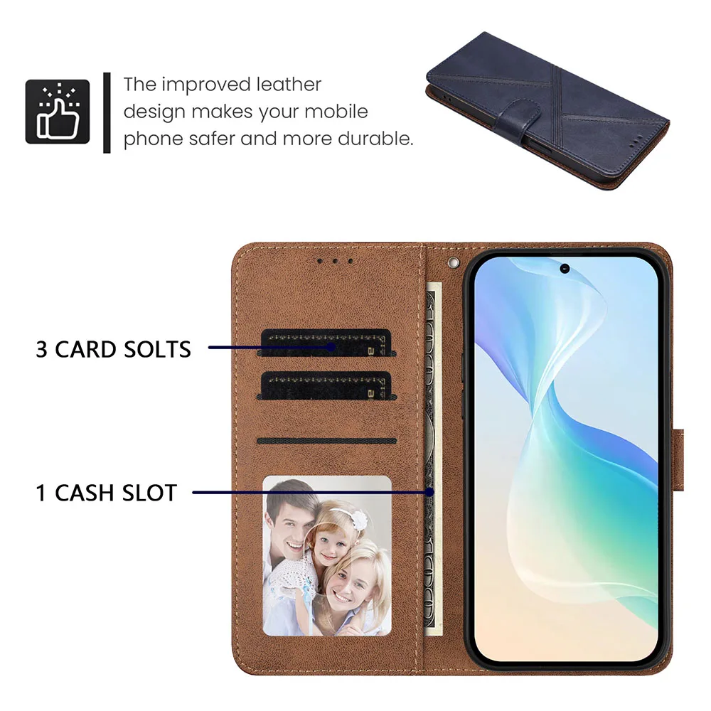 Luxury Leather Wallet Case with Magnetic Closure and Card Slots - Flip Kickstand Cover