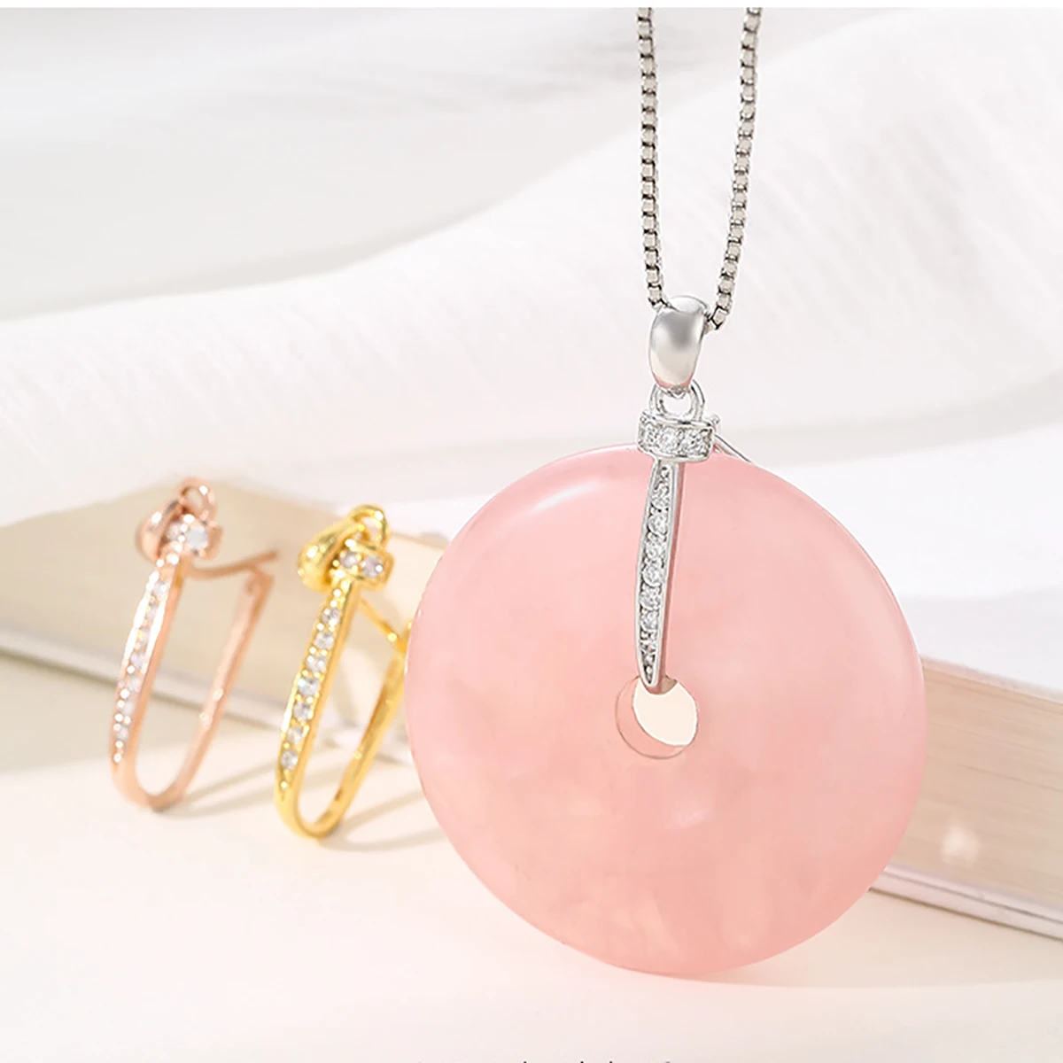 2Pcs/lot S925 Sterling Silver Inlaid Zircon Necklace Pendant Buckle Pendant Clip Buckle Jade Honey Wax Button Jewelry Making