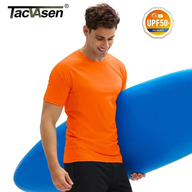 TACVASEN UPF 50+ Surf T-Shirt Mens Quick Dry Swim Shirts Short Sleeve Athletic Performance Rash Guard Water Shirts Beach Tops 1