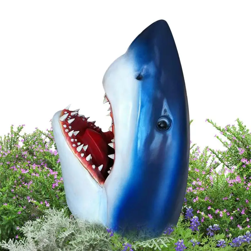 

Shark Garden Statue Novelty Floating Shark Head Decor Garden Sculptures & Statues 3D Shark Statue Garden Sculpture For Outdoor