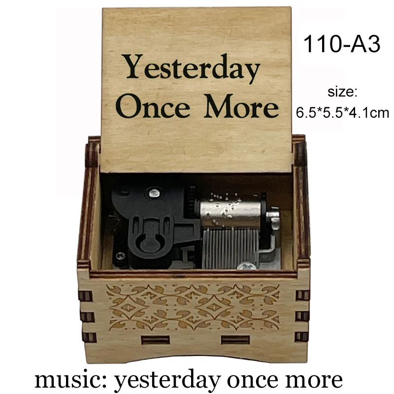 Wooden Music Box Yesterday Once More Song Wind Up Musical Box Gift for Girlfriend Boyfriend Wife Christmas Birthday Home Decor