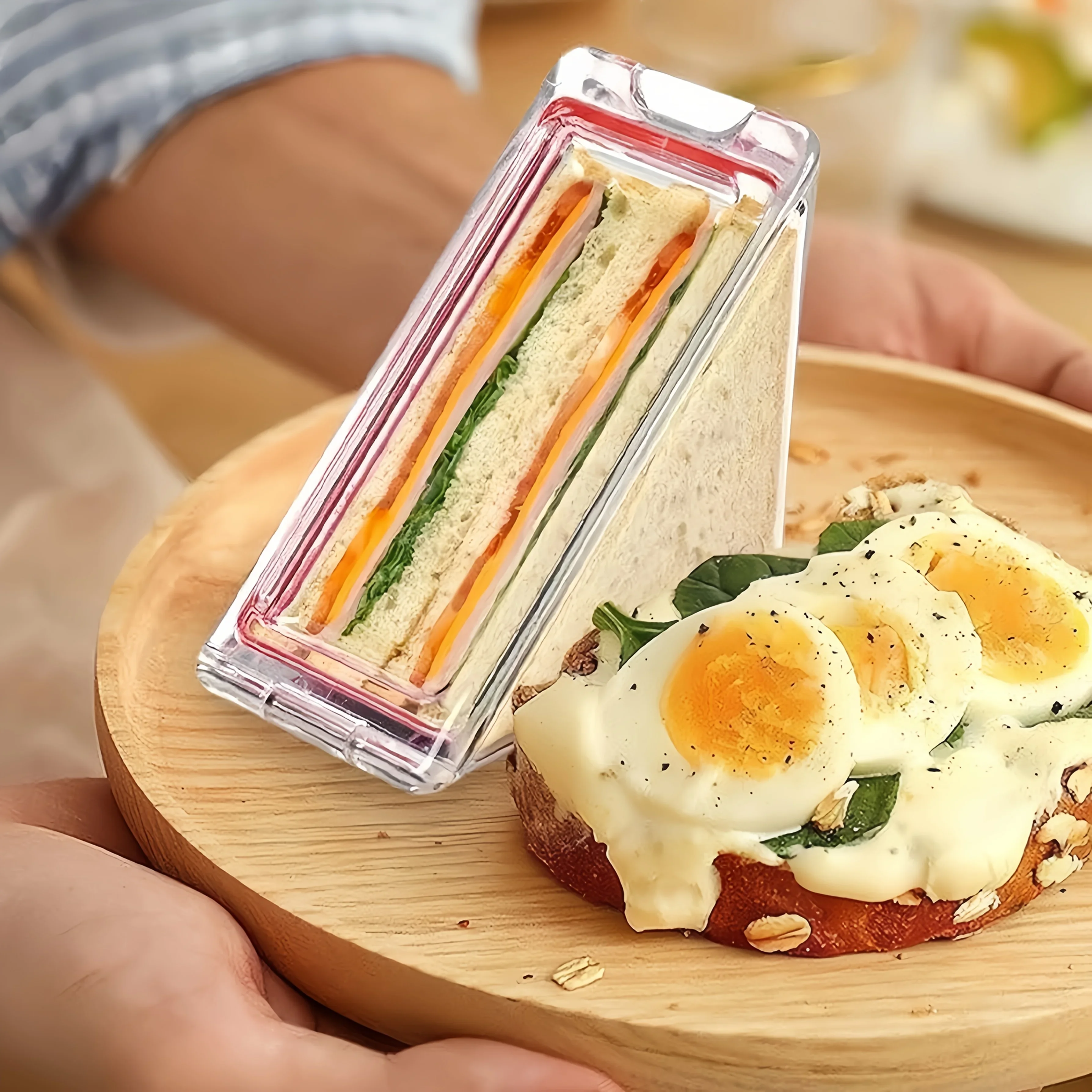 [Side-Open Lunch Box] 1 Side-Open Lunch Box, Bento Box, Sandwich Box - Ideal for Outdoor Camping and Business Trips - 2