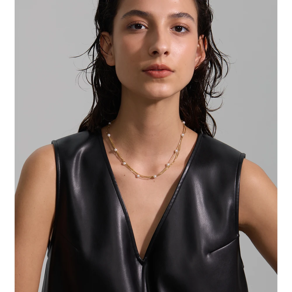 Yhpup Square Chain Stacking Necklace Women Fashion