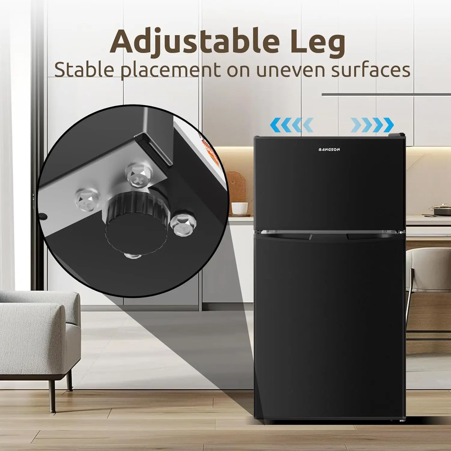 Mini Fridge with Freezer, 2 Door Small Refrigerator with Freezer, Mini Fridge for Bedroom, 3.2 CU.FT, For Home, Office, Dorm, Ga 5