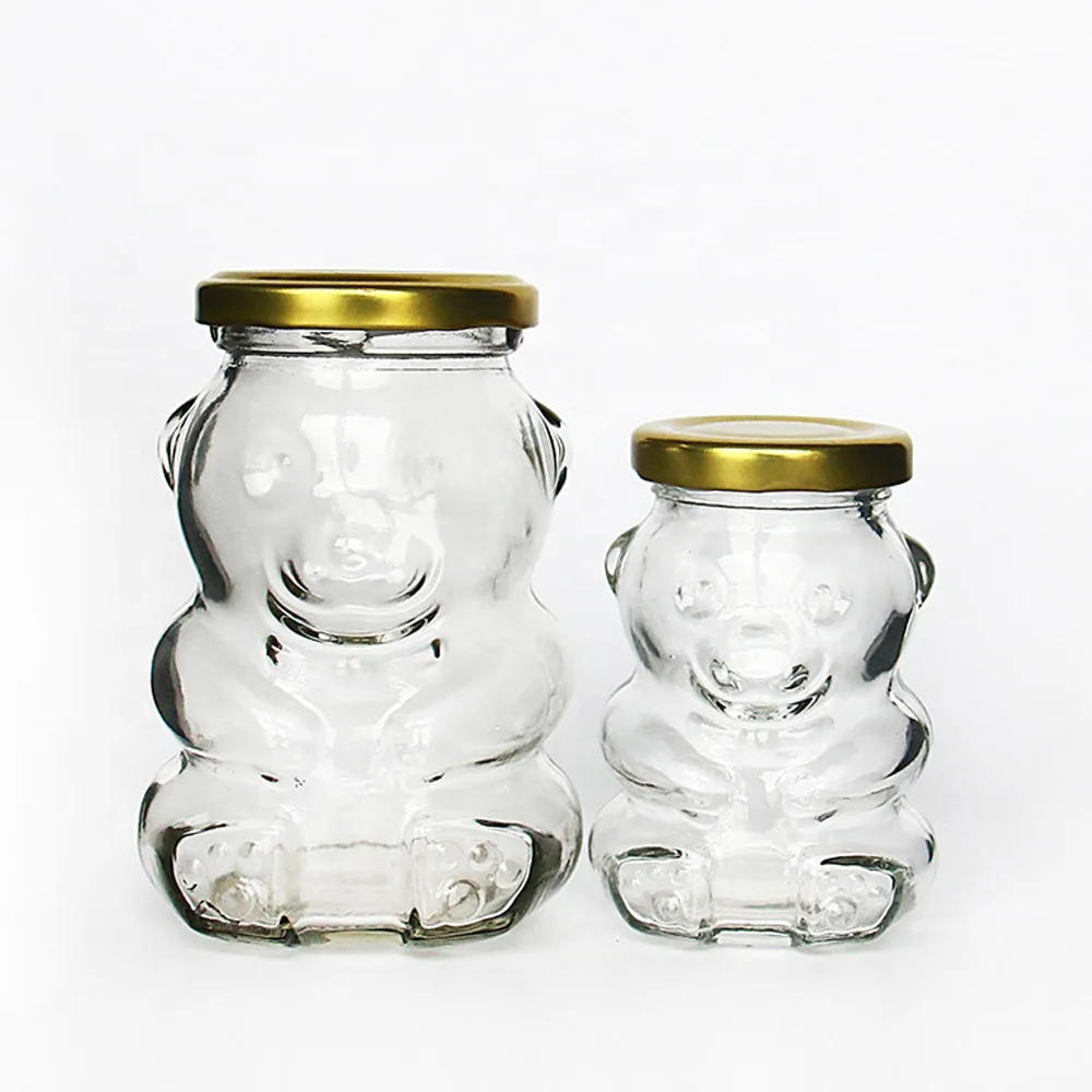 High Flint Glass Bear Jar with Metal Lug 100ml 180ml 250ml 300ml Bear Shaped Honey Jar MOQ1000 Custom Available Inbox Us 4