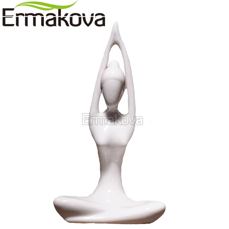Ornament Crafts 12 Styles Abstract Art Ceramic Yoga Poses Figurine Porcelain Lady Figure Statue Home Yoga Studio Decor Ornament Miniature Figurines Miniature Ornament