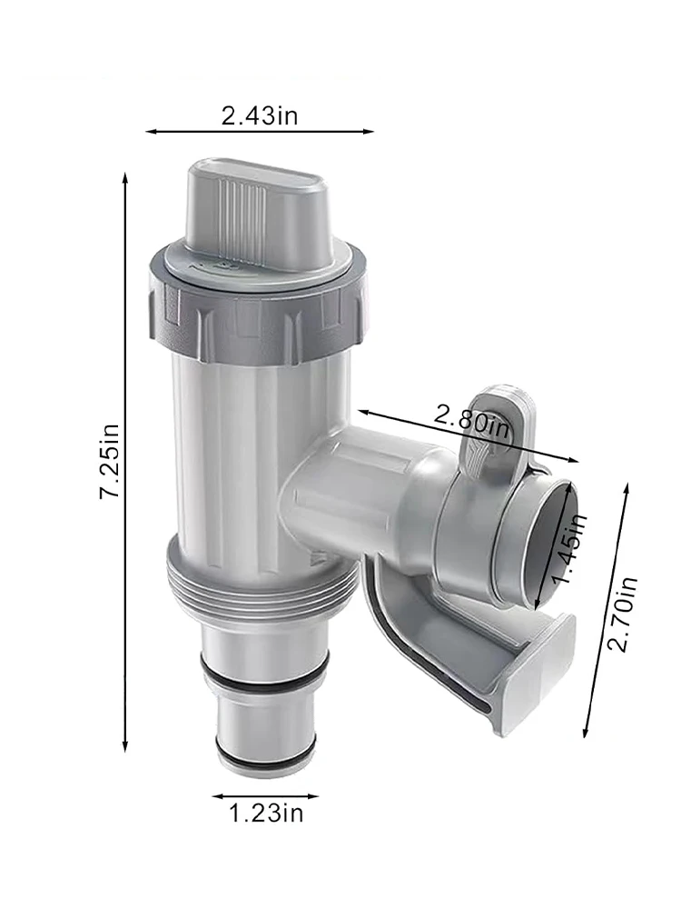 Pool Hose Adapter, Swimming Pool Replacement Parts Pool Hose Bracket and Plunger Valve for Above Ground Swimming Pool