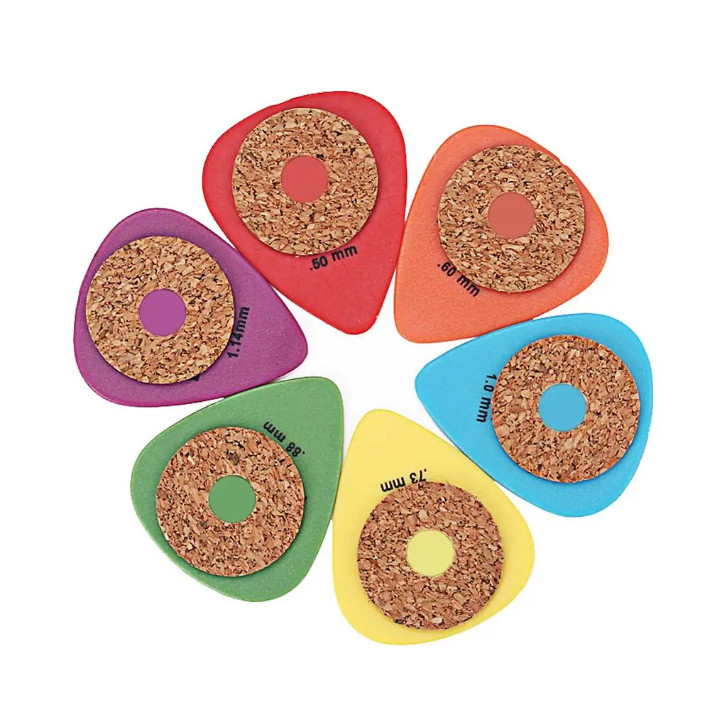 6pcs Multicolor Guitar Picks with Non Corks for Guitar Bass Parts