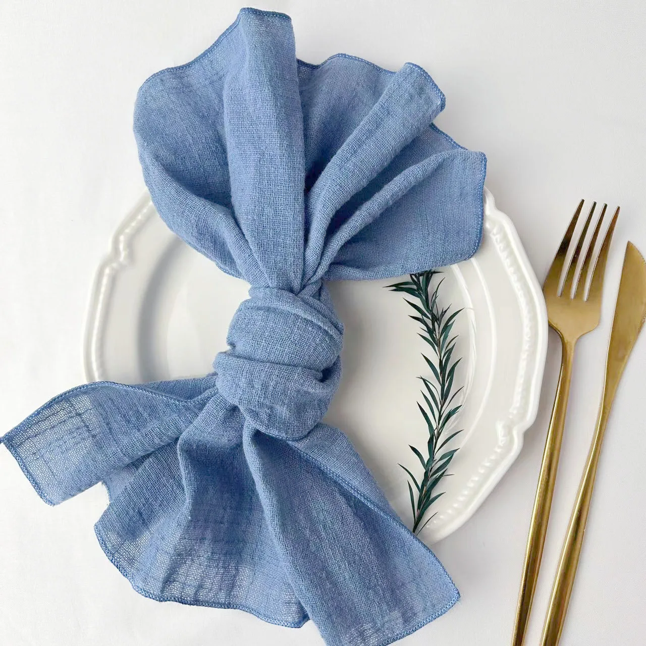 Description Picture 3 of item10pcs Handmade Gauze Napkins 30X30cm Cotton Cloth Napkins  Fabric Serviette Gauze Table Towels for Wedding Party Baby Shower Set