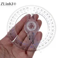 1PCS Round Ruler Patchwork Ruler 360 Degree Pointer Protractor Ruler Angle Finder Swing Arm For School Office Supplies Plastic 1
