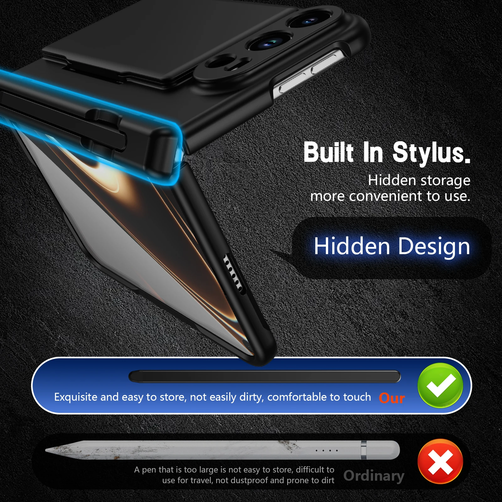 S Pen Holder Phone Case with Hinge Protection, Card Holder, Stand, Screen Protector, and Wallet Functionality