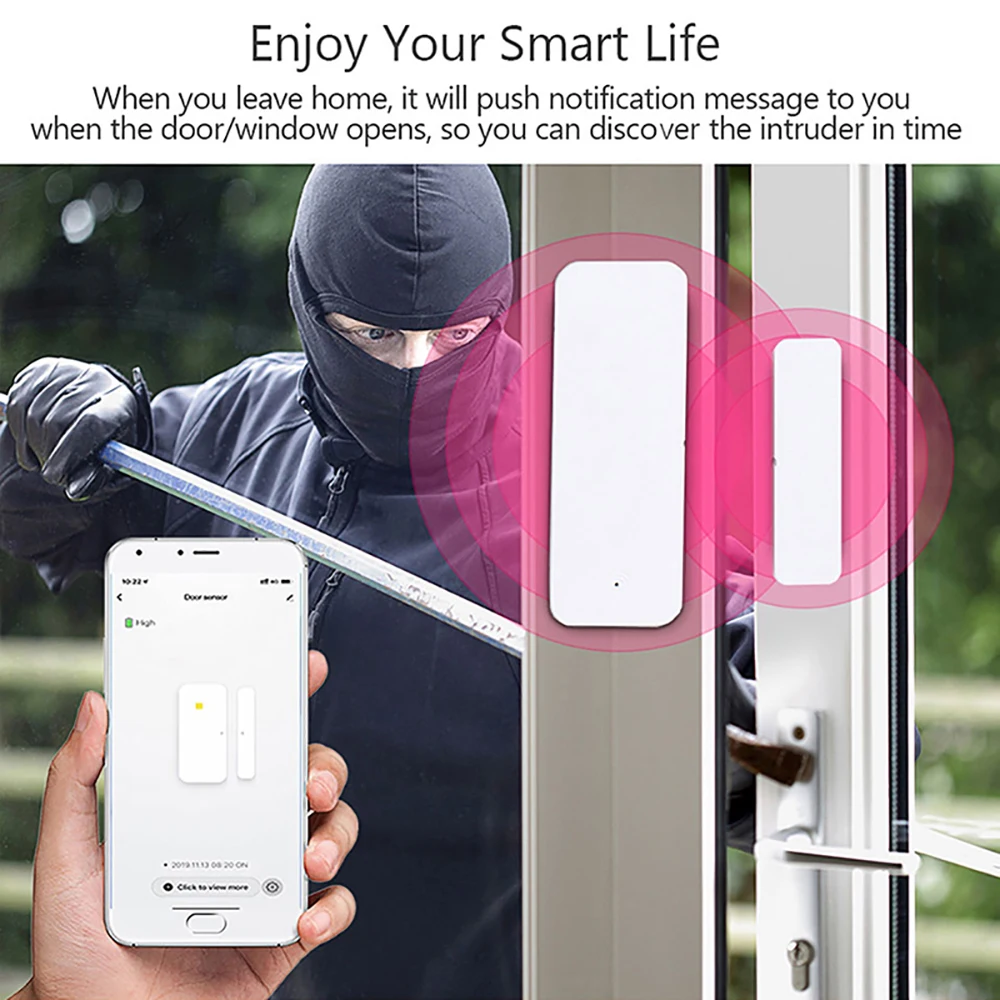 Smart WiFi Door & Window Security Sensor with Alarm