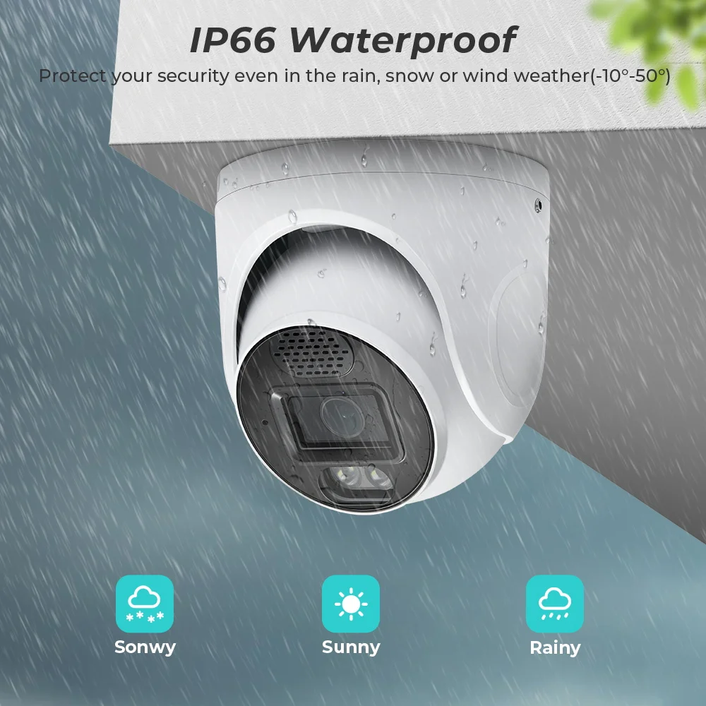 8MP POE Camera with SD Card Slot Outdoor Human Detection Night Vision 2.8mm Len