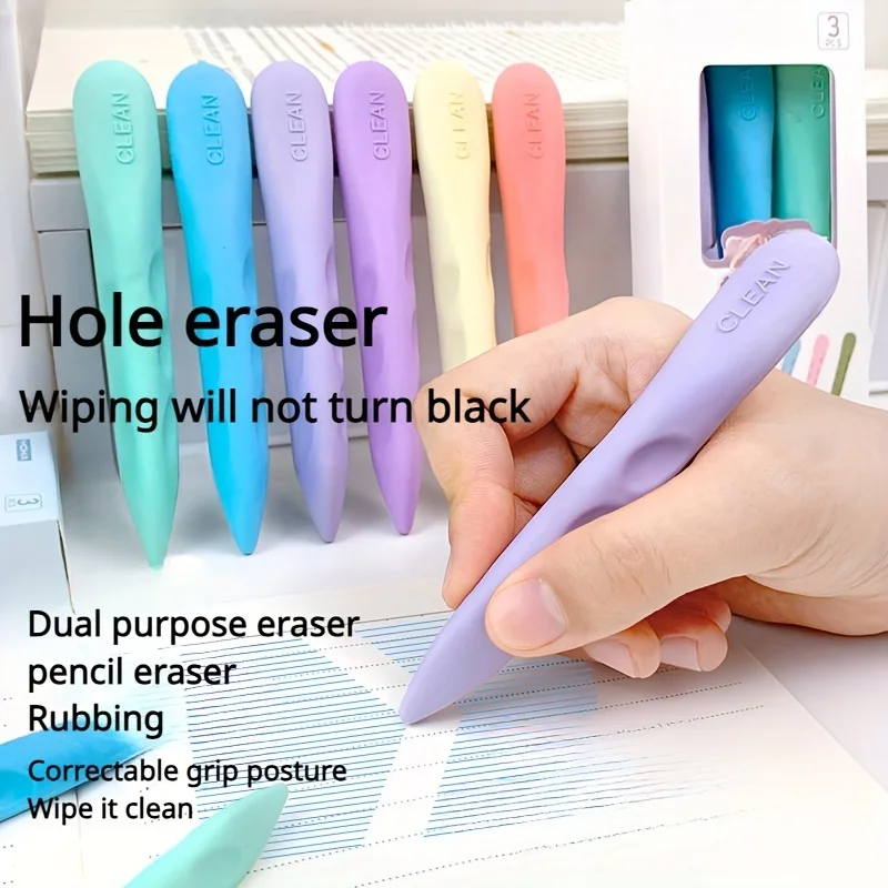 3pcs/set Cute Cartoon Creative Eraser Erasable Pencil Hot Erasable Neutral Pen School Supplies 1