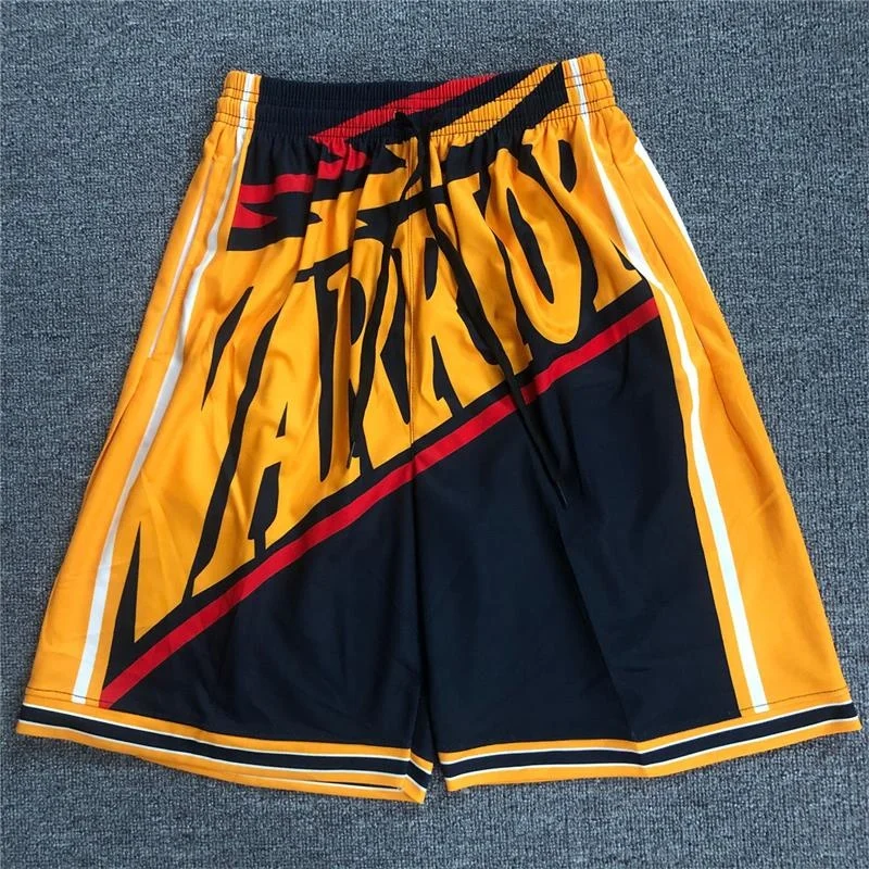 Ah yuan  Vintage Street Basketball Pants Warriors Raptors Sports Training Men\'s Loose Oversized Shorts Male Casual Sweatpants