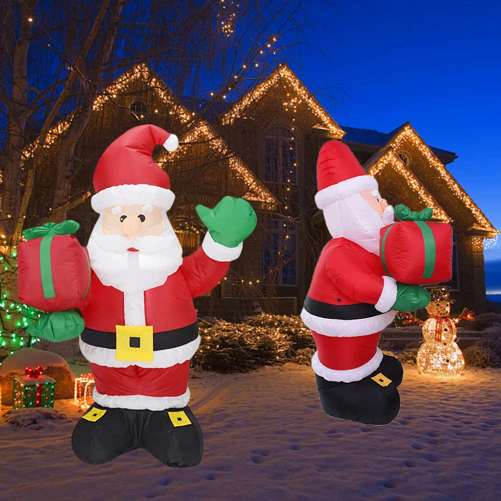 1.5M/5FT Christmas Inflatable Snowman/Deer Trailer Santa Claus Model With LED Lights Outdoor Courtyard Garden Decorae Props