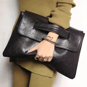 Borsa da sera alla moda, elegante e squisita, pochette vintage in pelle PU, borsa da polso di grande capacità, portafoglio da donna envelo