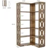 5-Tier Corner Bookshelf, L Shaped 66-Inch Corner Bookcase, Farmhouse Tall Bookshelves, Rustic Display Shelf Storage Organizer 2