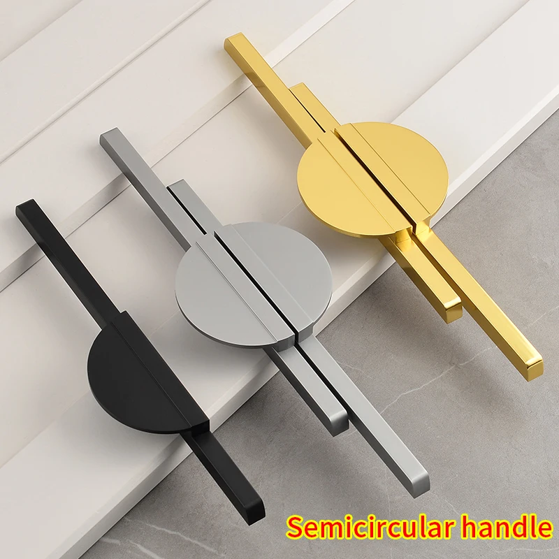 Estilo Simples Semi-circular Gaveta Maçanetas Armário Porta do Armário Puxa Gold Black Gray Handle Novidades Chinês Folio Pair