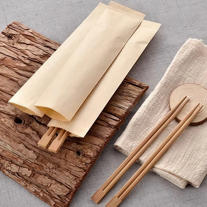 Kraft Paper Chopsticks Set Disposable Chopsticks Set Paper Bag Knife Fork Spoon Tableware Set Packing Bag Individual Packing 2