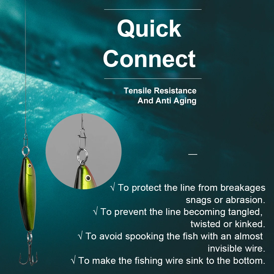 FishTrip 10m Fishing Leaders 5LB~50LB Stainless Steel Wire Fishing Leaders with 20pcs crimp sleeves Without Swivel 5