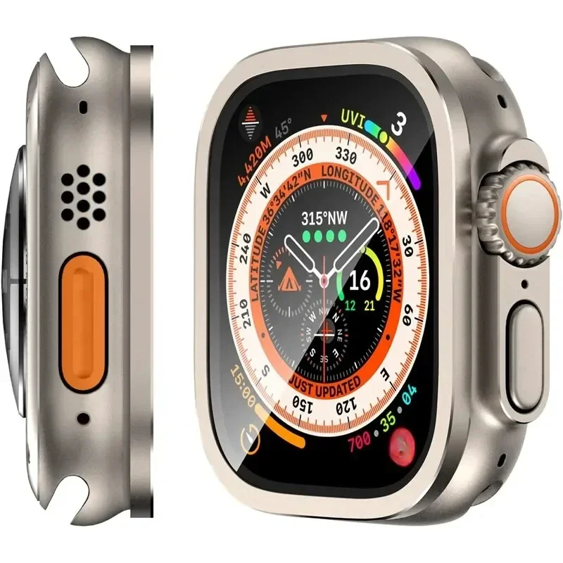 Premium Tempered Glass Screen Protector with Metal Frame - Anti-Scratch Shield for Apple Watch Ultra 49mm