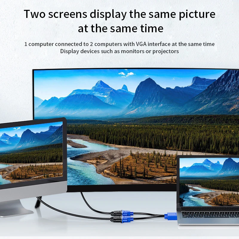 1080P VGA Splitter Cable 1 in 2 Out Monitor Male to 2 Dual Female Y Adapter For Projector Laptop Computer TV box VGA Connector vga extender splitter