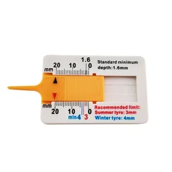 Tread Depth Gauge for Car Tire Wear Detection and Measurement (Depth Meter Yellow)