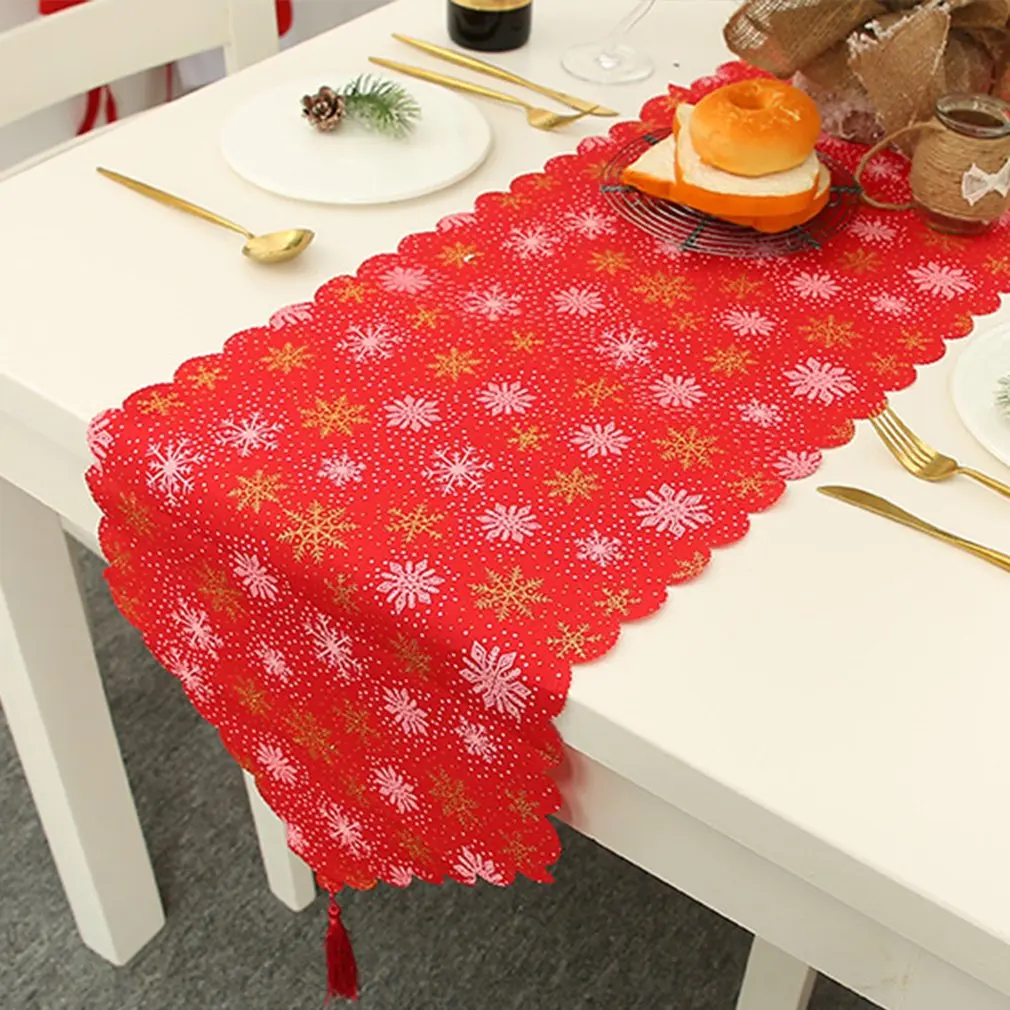 

New 180*35cm Table Runner Tassels Christmas Decorations Linen Printing Decorative Tablecloth Placemat Table Runners