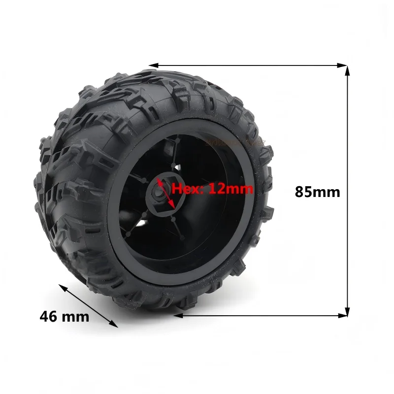 Jeu de 4 roues RC 1/10 12mm hexagone 3.5mm tige
