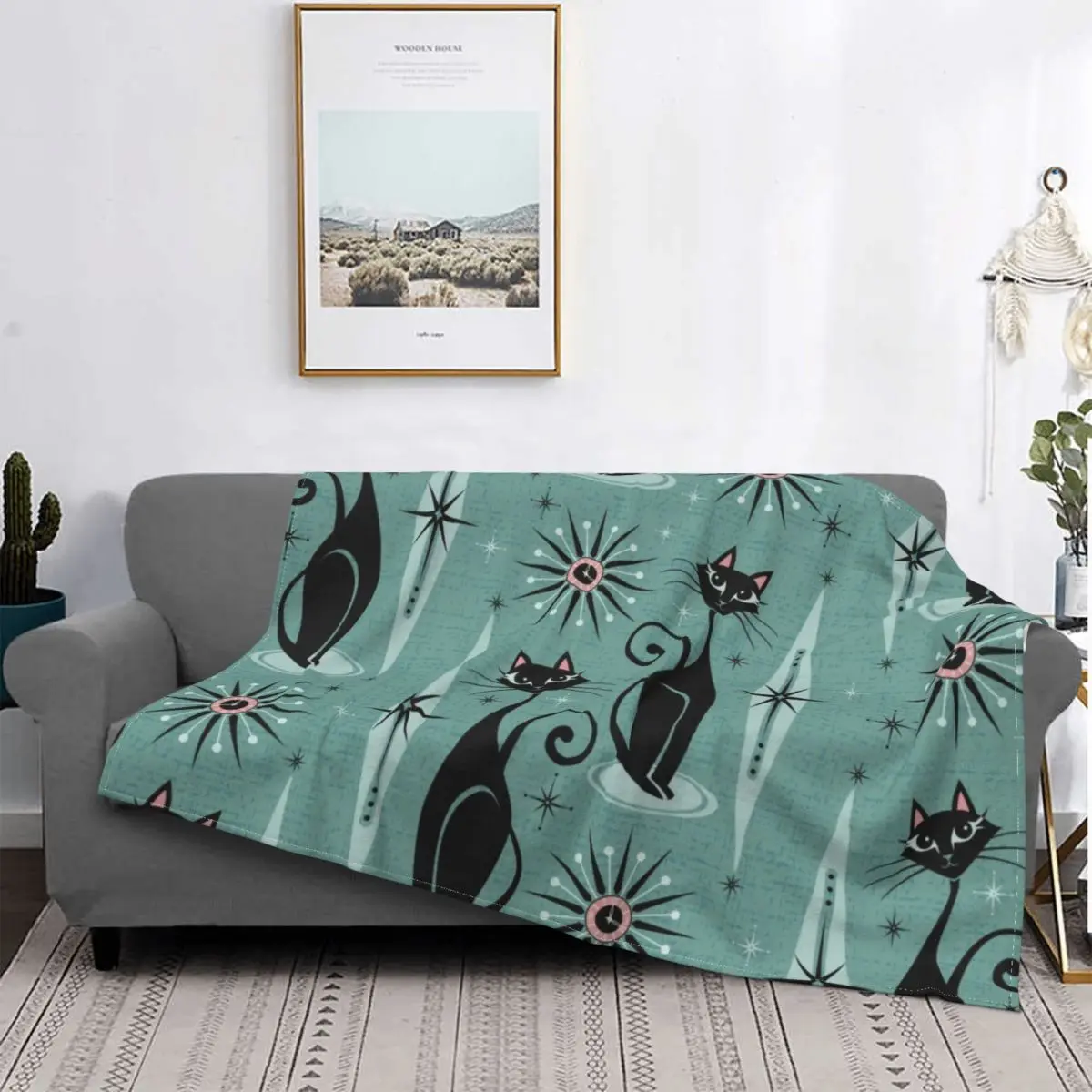 Throw Blanket Warm Flannel Henri Matisse&s Goldfish And A Kitten Paintings Blankets for Bed Car Sofa Bedspreads Fleece Black Cat