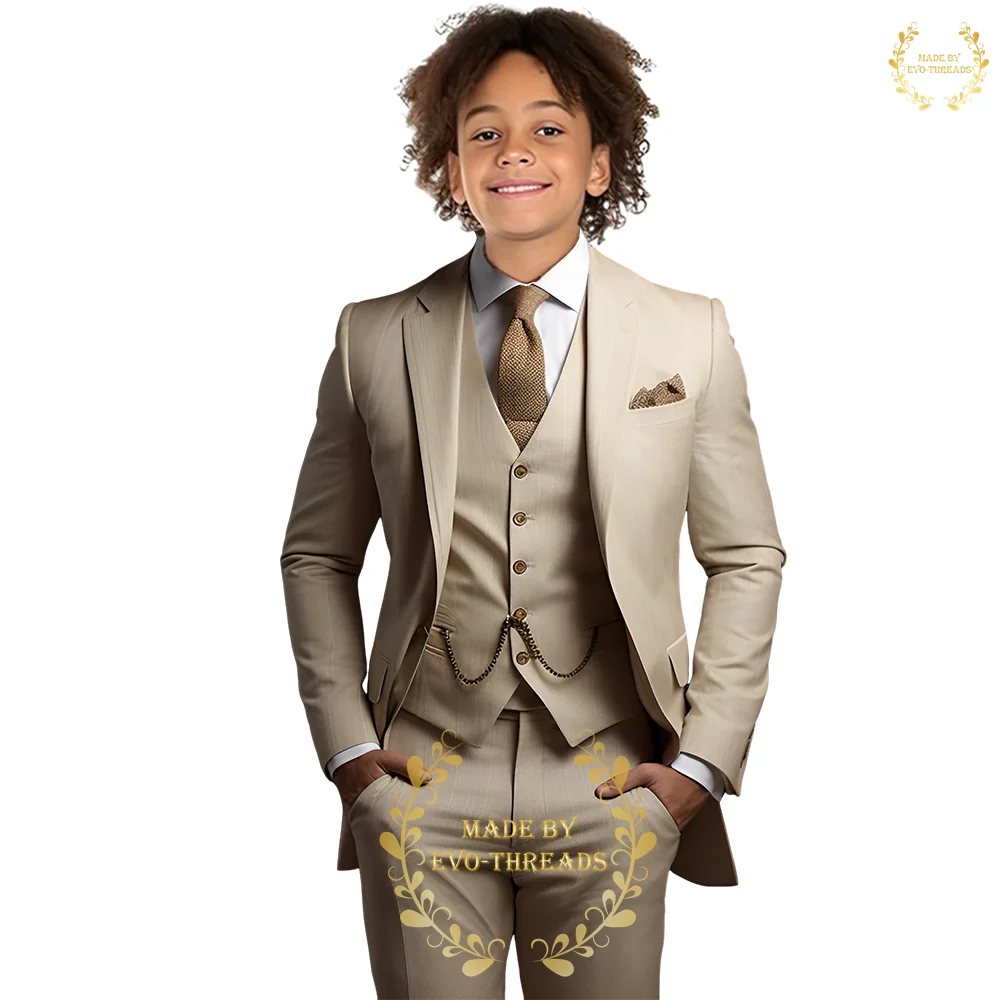 Boys' Formal Suit 3-Piece Jacket Vest Pants Kids Attire for Wedding Cocktail Easter Thanksgiving Party boys formal suit set