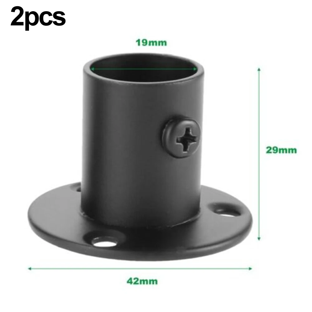 Tube Support Closet Bar Stands Wardrobe Hanging Rail Rod Pole Socket End Support Bracket 2Pcs 19-32mm