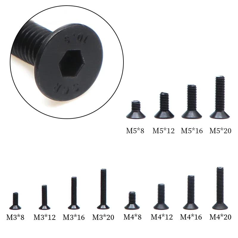 Hex Socket Screws Flat Head Allen Bolts 20pcs Assorted Sizes M2 M3 M4 M5