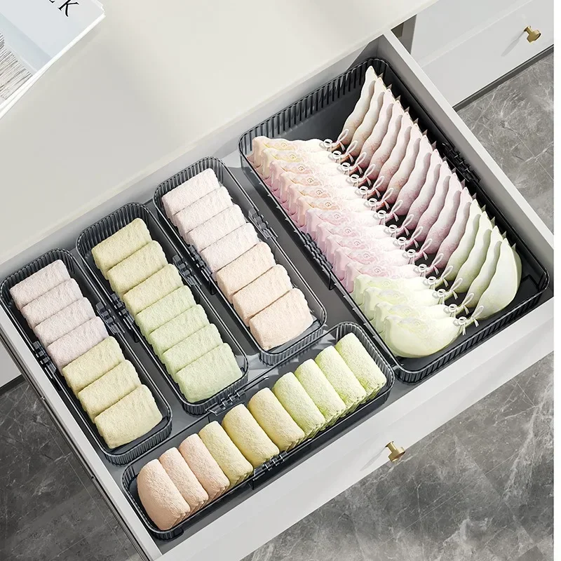 Retractable Kitchen Storage Container Drawer Storage Box Expandable with Partitions Knives Forks Cutlery Box for Kitchen
