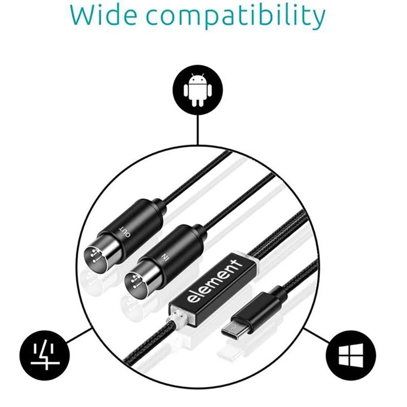 NEEWER USB Typ C MIDI Kabel mit EIN & Ausgang zum Anschluss von Keyboard/Synthesizer zum Bearbeiten und Aufnehmen von MIDI Adapterkabel mit Anzeige für Klaviertastatur an PC Mac Laptop 184cm Länge NEEWER USB Typ C MIDI Kabel mit EIN & Ausgang zum Anschluss von Keyboard/Synthesizer zum Bearbeiten und Aufnehmen von MIDI Adapterkabel mit Anzeige für Klaviertastatur an PC Mac Laptop 184cm Länge