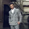 Classsic Houndstooth Business Suits Men Double Breasted Smart Casual Prom Blazers Customized Formal Party Groom Tuxedos 2 Pieces 1