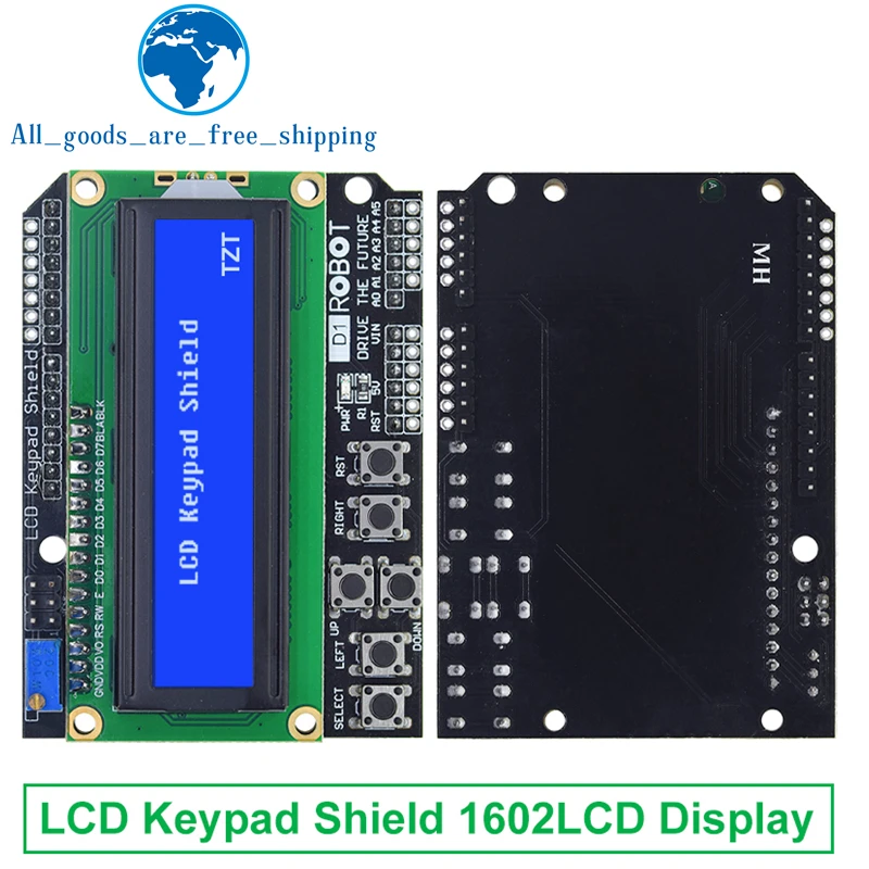TZT LCD Keypad Shield LCD1602 LCD 1602 Module Display For Arduino ATMEGA328 ATMEGA2560 raspberry pi UNO blue screen lcd display module