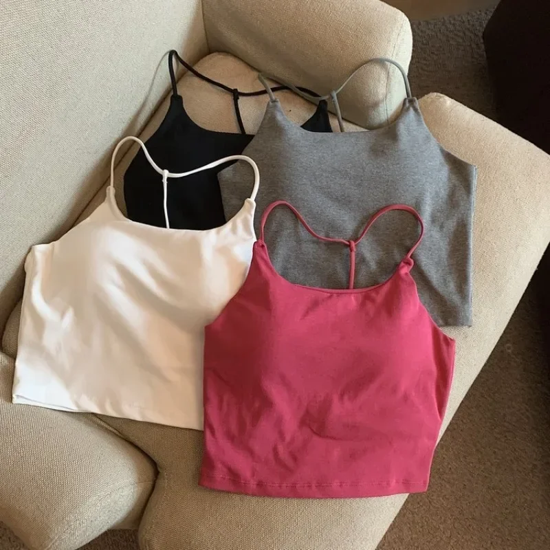 Women Summer Sleeveless Bustier with Pads Streetwear Tops Sexy Backless Vest Tops Elastic Halterneck Vest Crop Top Club Party women tank tops,spaghetti strap tanks,beach crop tops