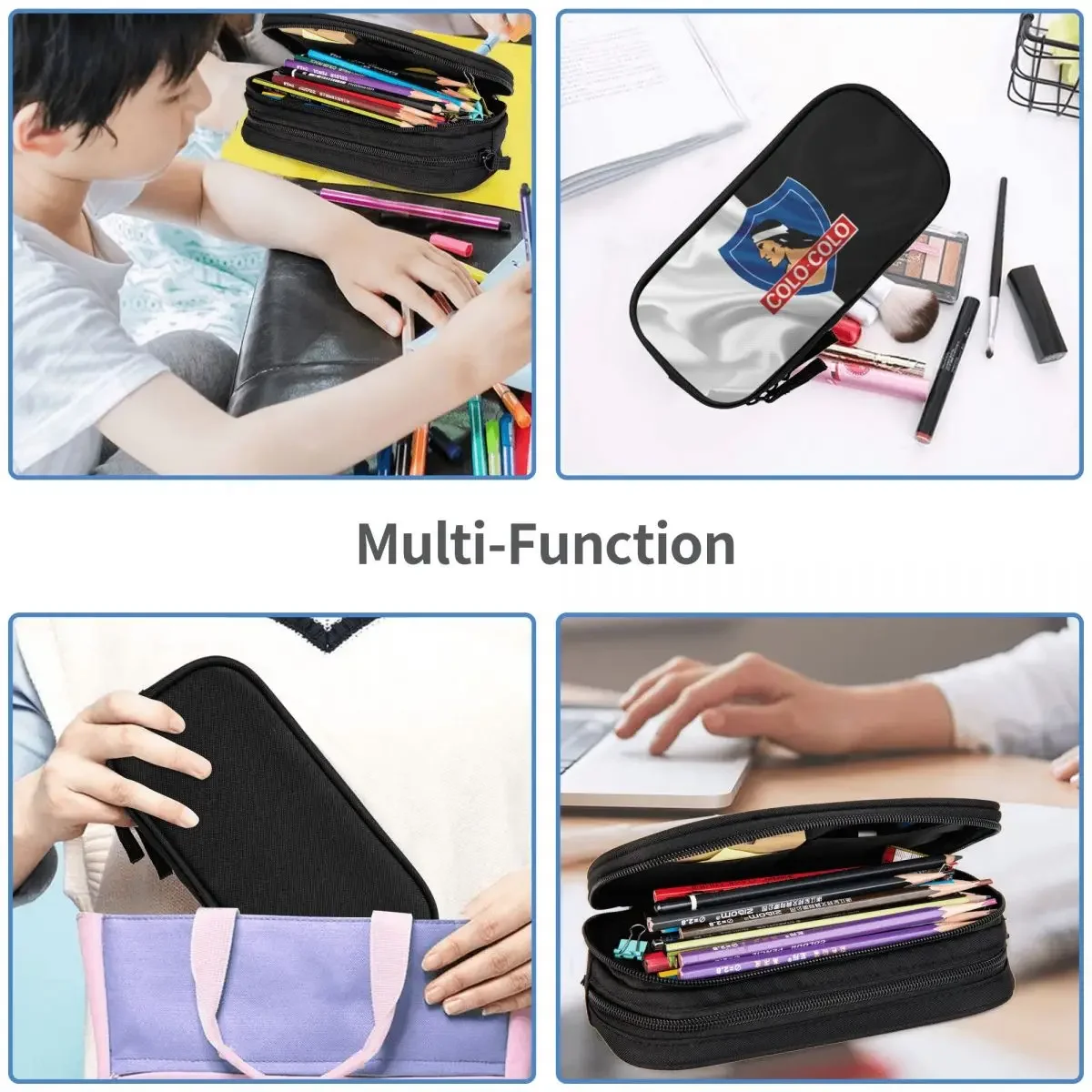 Chile Club Social Y Deportivo Colo-Colo Big Capacity Pencil Pen Case College School Large Storage Bag Pouch Holder Box Organizer 6