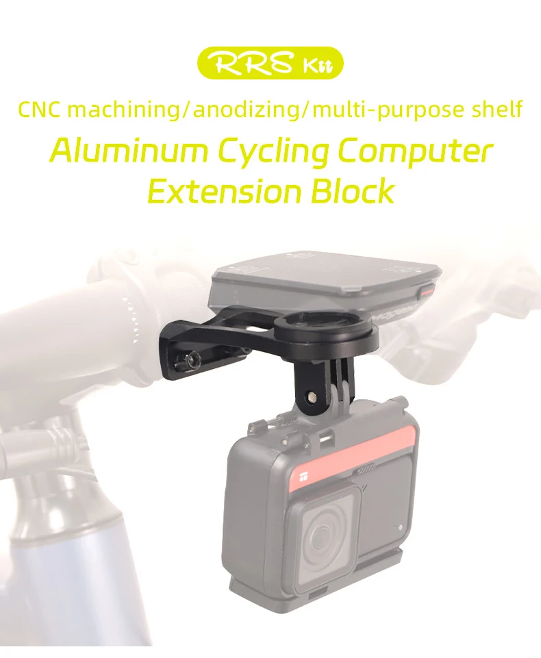 RRSKIT Fahrradcomputer Aluminiumlegierung Verlängerungshalterung für Garmin Xoss IGPS Blackbird Bryton GoPro Taschenlampenhalterung – Detail 3