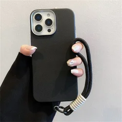 Luxury Leather Texture Soft TPU Lanyard Case - Solid Color Silicone Phone Cover for POCO M6 4G (1)