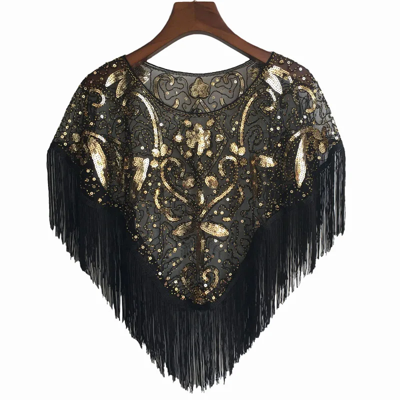 Bolso Flapper Negro De Lentejuelas – Estilo Años 20, Con Borlas Y Plumas, Cierre De Velcro, Para Disfraces De Charleston Y Fiestas Temáticas
