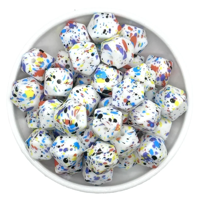 Colorful Hexagon Silicone Beads for DIY Crafts and Decorations (10/20pcs, 14mm)