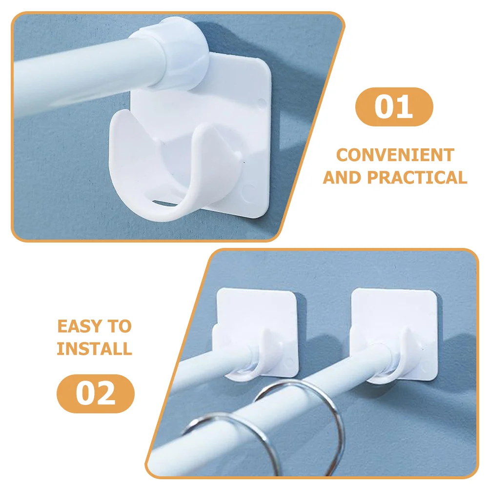 Shower Curtain Rod Holders 2 Pcs Without Drilling Heavy Duty Wall Mount Curtain Rod Stands Bathroom Hardware Home Improvement