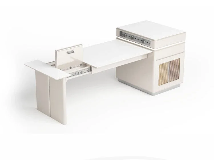 

Rock plate island dining table integrated household French high luxury retractable solid wood guide dining table and chair