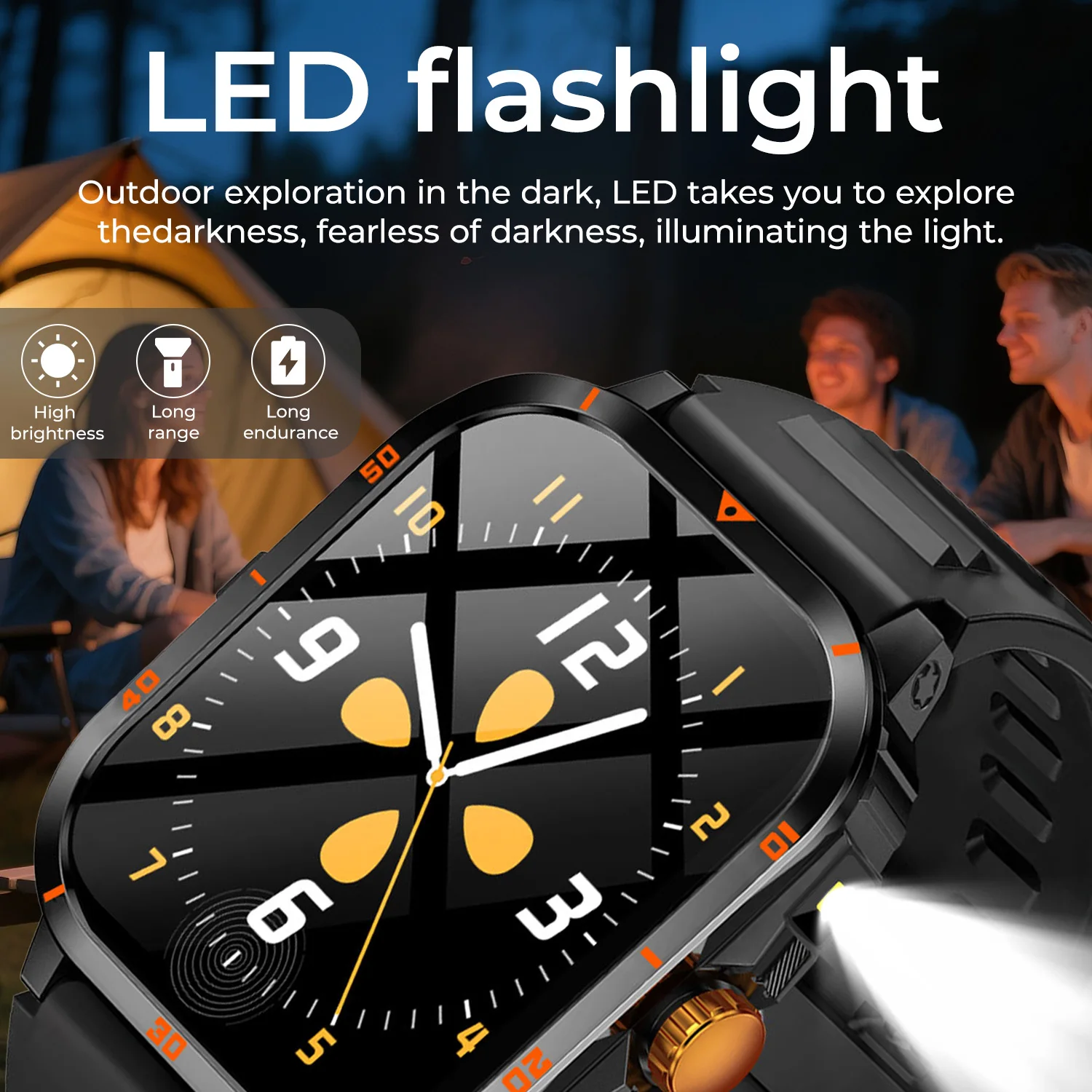 2025 Men Outdoor Sports Smart Watch 2.01''Screen Voice Assistant Blood Oxygen Bluetooth Call Multi Sports Modes Smartwatch Women 3
