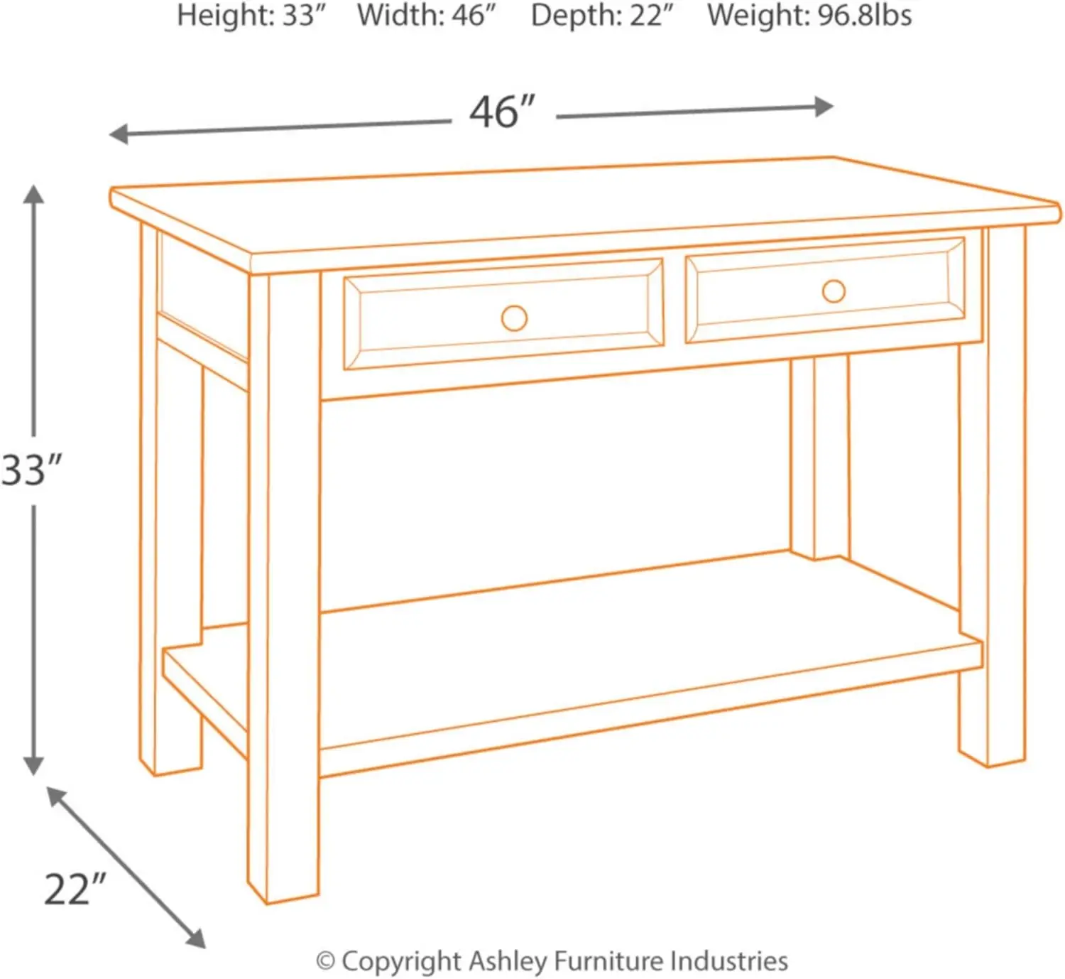 Tyler Creek Modern Farmhouse Sofa Table, Brown & Black 3
