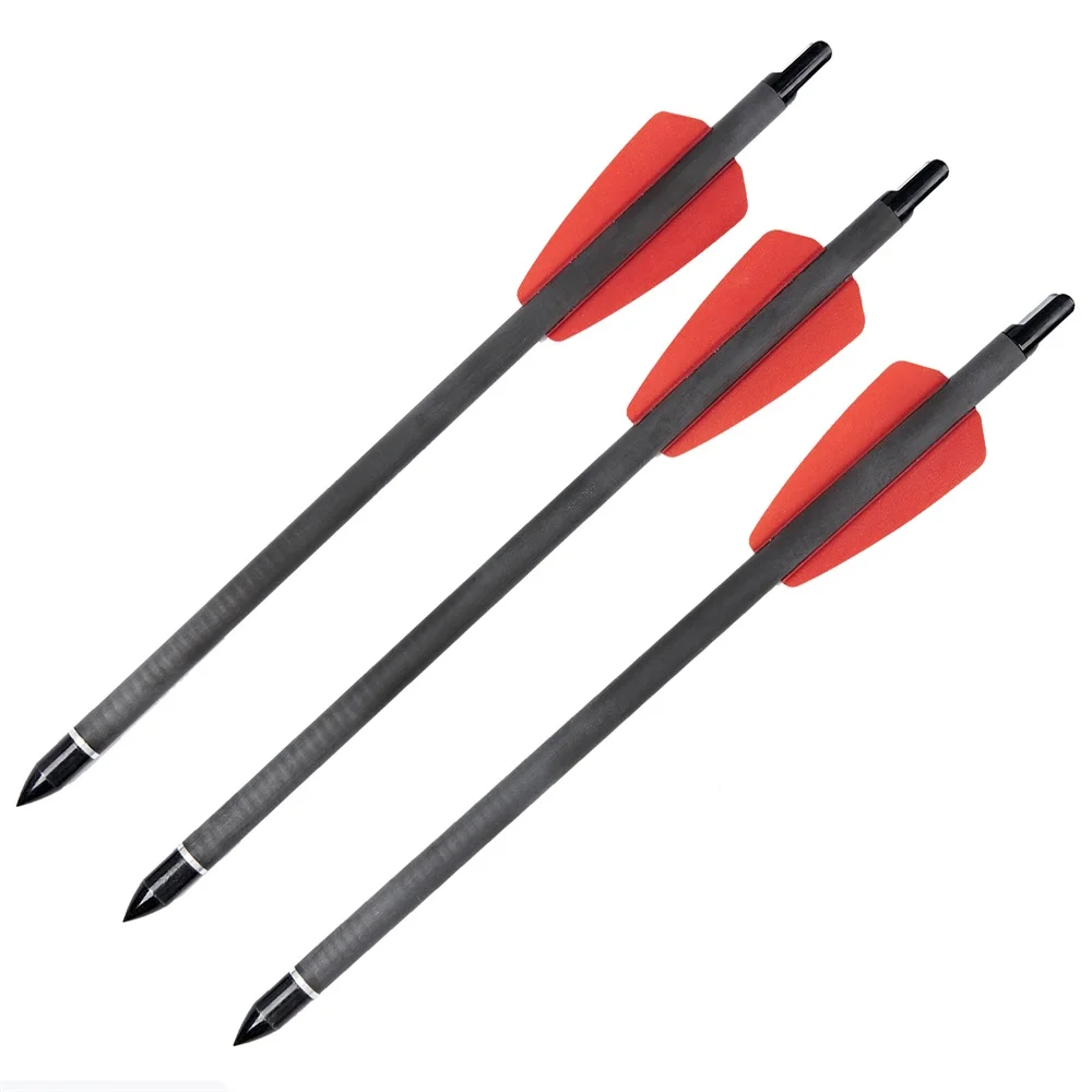 12 Flèches Carbone TOPARCHERY – Spine 350 – 15" – OD 7.5mm – Chasse à L'arc