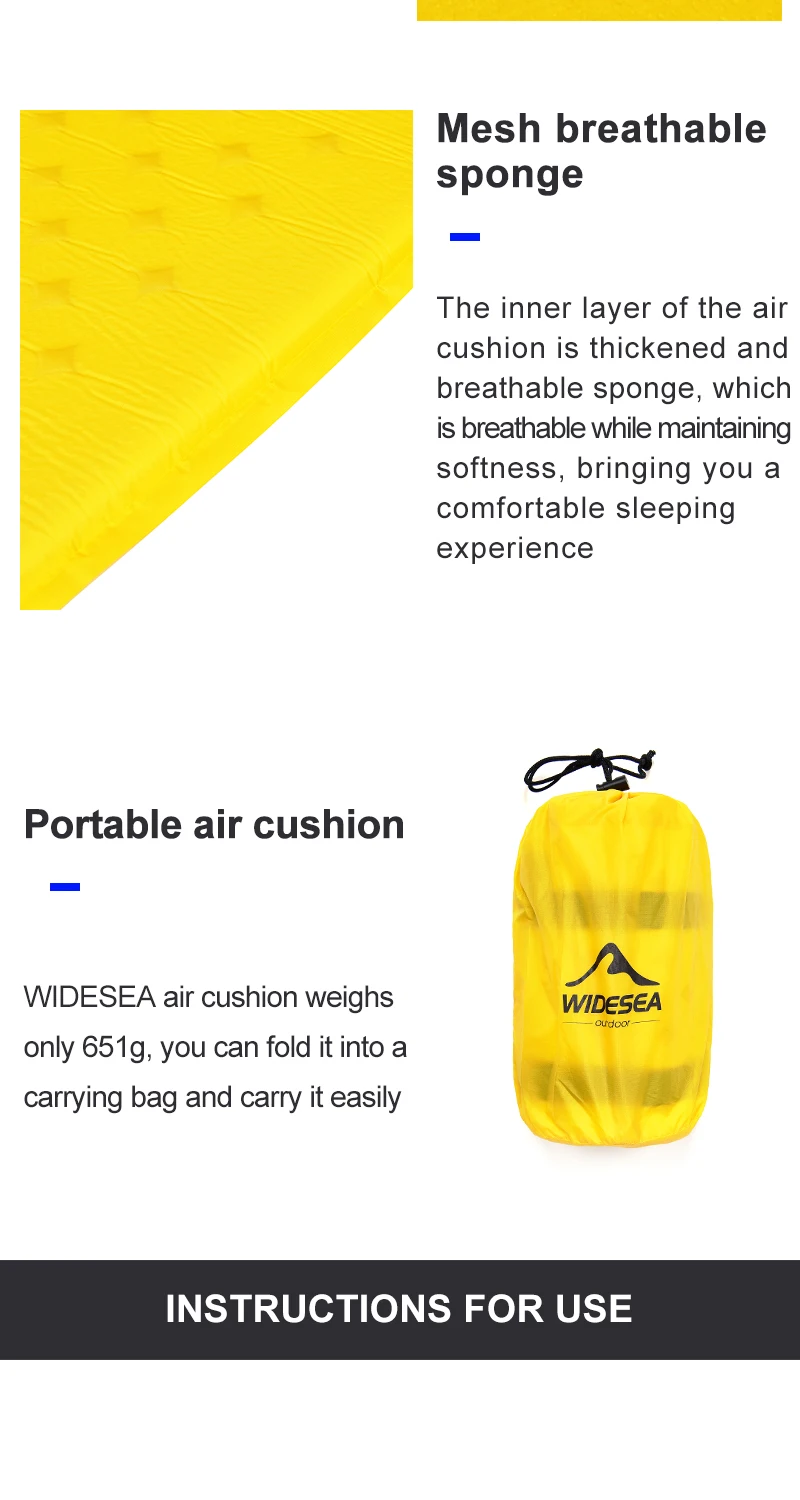 Description Picture 5 of itemWidesea Camping Self-inflating Mattress Folding Inflatable Air Bed Beach Travel Mat Tourism Sleeping Pad Outdoor Hiking